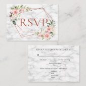 銅幾何学大理石ピンクフローラRSVP エンクロージャーカード (正面/裏面)