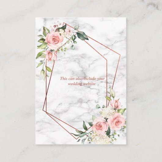 銅幾何学大理石ピンク結婚フローラ詳細 エンクロージャーカード (裏面)