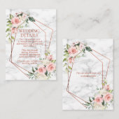 銅幾何学大理石ピンク結婚フローラ詳細 エンクロージャーカード (正面/裏面)