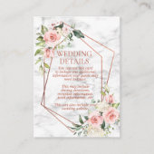 銅幾何学大理石ピンク結婚フローラ詳細 エンクロージャーカード (正面)