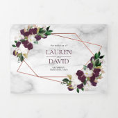 銅幾何学大理石プラムブルゴーニュフローラ 三つ折り招待状 (カバー)