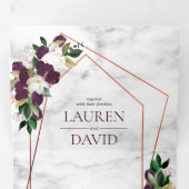 銅幾何学大理石プラムブルゴーニュフローラ 三つ折り招待状 (内部最初)