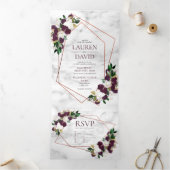 銅幾何学大理石プラムブルゴーニュフローラ 三つ折り招待状 (内部)