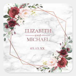 銅幾何学大理石結婚のステッカー スクエアシール