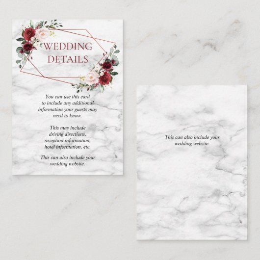 銅幾何学大理石結婚の詳細 エンクロージャーカード (正面/裏面)