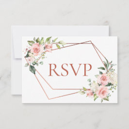 銅幾何学桃ピンクフローラNoメニューRSVP 出欠カード
