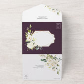 銅幾何学梅エレガント白結婚写真 オールインワン招待状 (外側)