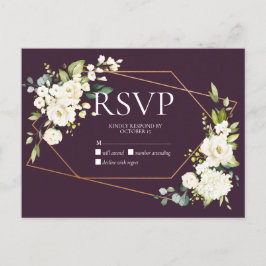 銅幾何学梅白フローラなしメニューRSVP インビテーションポストカード