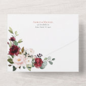 銅幾何学模様ブルガンディーブルー結婚フローラ オールインワン招待状 (裏面)