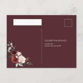 銅幾何学模様ブルガンディーブルーRSVP インビテーションポストカード (裏面)