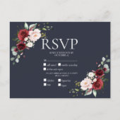 銅幾何学模様ブルガンディーブルーRSVP インビテーションポストカード (正面)