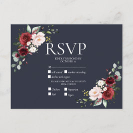 銅幾何学模様ブルガンディーブルーRSVP インビテーションポストカード