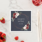 銅幾何学模様ブルゴーニュ結婚ー・ブルー スタンダードカクテルナプキン (インサイチュ)