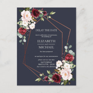 銅幾何学模様ブルゴーニュ青の遅延日 案内ポストカード