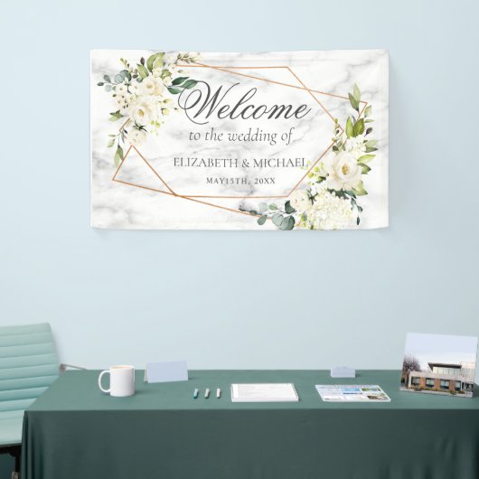 銅幾何学白色フローラ大理石結婚の 横断幕 (トレードショー)