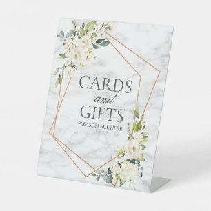 銅幾何学白色フローラ結婚大理石の贈り物 台座サイン