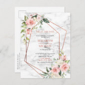 銅幾何学的な大理石のピンクの花卉遅延日付 案内ポストカード (正面/裏面)