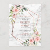 銅幾何学的な大理石のピンクの花卉遅延日付 案内ポストカード (正面)