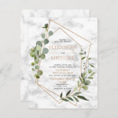 銅幾何学的な緑の大理石はがき結婚の 案内ポストカード (正面/裏面)