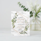 銅幾何学的な緑の大理石はがき結婚の 案内ポストカード (スタンド正面)