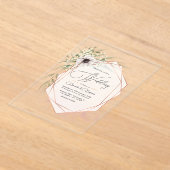 銅幾何学的エレガンス素朴アクリル結婚ズ アクリル招待状 (レイダウン)