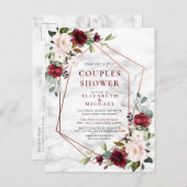 銅幾何学的バーガンディ大理石カップルシャワー 案内ポストカード (正面/裏面)