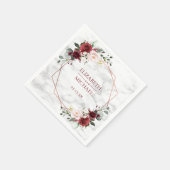 銅幾何学的バーガンディ大理石結婚のナプキン スタンダードカクテルナプキン (角)