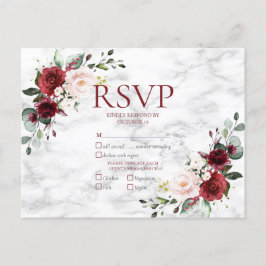 銅幾何学的バーガンディ大理石結婚式RSVP インビテーションポストカード