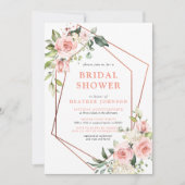 銅幾何学的ピンクフローラユーカリプスシャワー 招待状 (正面)