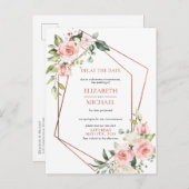 銅幾何学的ピーチピンクフローラ遅延日 案内ポストカード (正面/裏面)