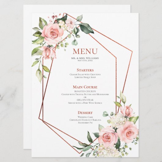 銅幾何学的ピーチピンクフローラ メニュー (正面/裏面)