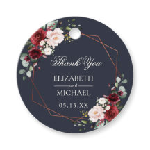 銅幾何学的ブルガンディーブルーエレガントな結婚式