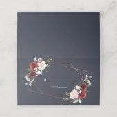 銅幾何学的ブルガンディーブルーエレガントな結婚式 プレイスカード (外部開封)