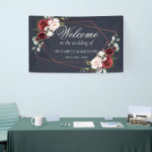 銅幾何学的ブルガンディーブルーエレガントな結婚式 横断幕 (トレードショー)