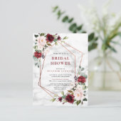 銅幾何学的ブルガンディーマーブルブライダルシャワー 案内ポストカード (スタンド正面)