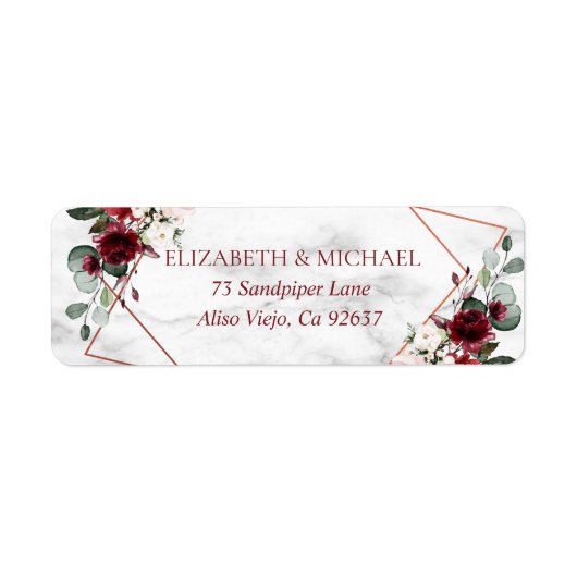 銅幾何学的ブルガンディーマーブル差出人住所 ラベル (正面)