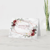 銅幾何学的ブルゴーニュ大理石結婚写真 カード (正面)