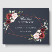 銅幾何学的ブルゴーニュ海軍エレガントな結婚式 ゲストブック (正面)