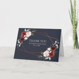 銅幾何学的ブルゴーニュ青結婚写真 カード