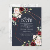 銅幾何学的ブルゴーニュ・ブルー日付遅延 案内ポストカード (正面/裏面)