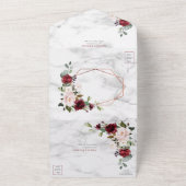 銅幾何学的ブルゴーニュ&赤面結婚フローラ オールインワン招待状 (外側)