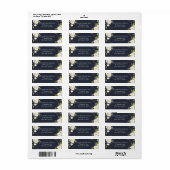 銅幾何学的ブルーホワイトフローラ差出人住所 ラベル (フルシート)