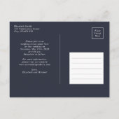 銅幾何学的ユーカリプトゥスブルーブライダルシャワー 案内ポストカード (裏面)