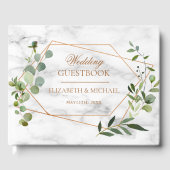 銅幾何学的ユーカリ大理石エレガントな結婚式 ゲストブック (正面)