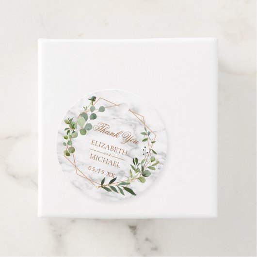 銅幾何学的ユーカリ大理石エレガントな結婚式 フェイバータグ (インサイチュ)