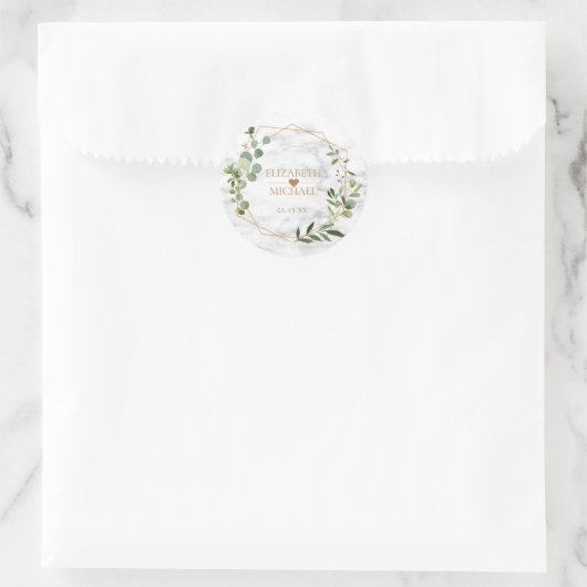 銅幾何学的ユーカリ大理石エレガントな結婚式 ラウンドシール (バッグ)