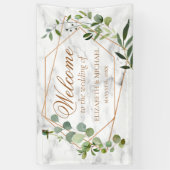 銅幾何学的ユーカリ大理石エレガントな結婚式 横断幕 (縦)