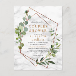 銅幾何学的ユーカリ大理石カップルシャワー 案内ポストカード