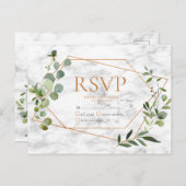 銅幾何学的ユーカリ大理石NoメニューRSVP インビテーションポストカード (正面/裏面)