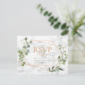 銅幾何学的ユーカリ大理石NoメニューRSVP インビテーションポストカード (スタンド正面)